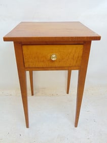 Antique maple single drawer stand, top is 18" by 18 5/8", height is 28 2/8"