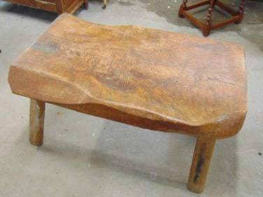 Butcher block, slaughter table, one leg has loss at base, table is 42" by 23.5", height is 25"