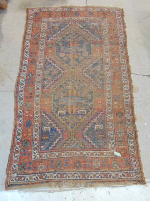 Persian scatter rug, worn, rug is 84" by 48": Persian scatter rug, worn, rug is 84" by 48"