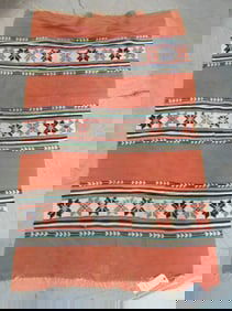 Native or Mexican weaving with decorative bands, 68" by 42"