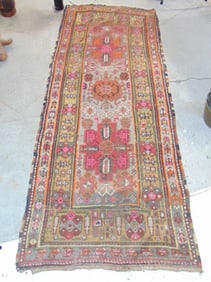 Persian carpet, red, beige, rug is 8'10" by 43", visible wear