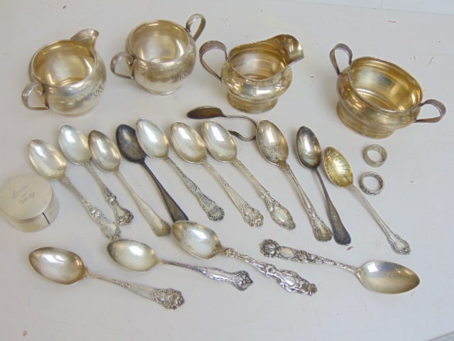 Lot sterling silver hollowware & flatware, 25 troy weight (1 of 4)
