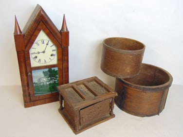 Mantle clock, measures & footwarmer, measure is 11.5" in diameter, clock is 20" tall