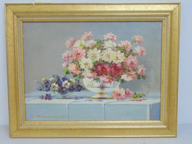 Painting, floral still-life, signed K. Vukovic (Kleist), 15.5" by 19.75" framed size