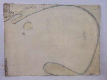 Mixed media on Masonite, composition in white, by Bob Boerenstein, 36" by 48"