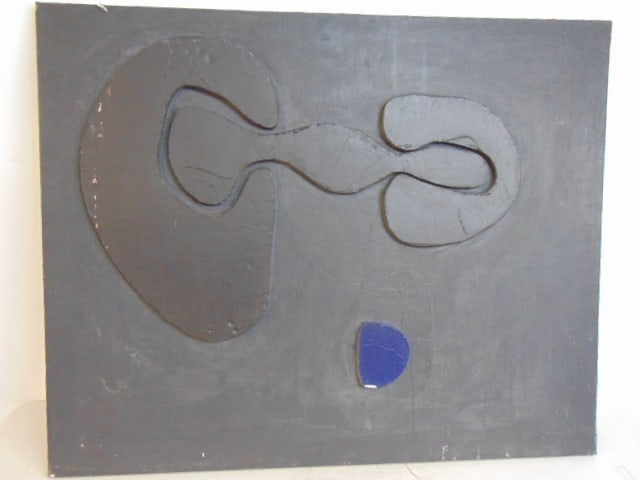 Mixed Media painting, "Blue Move", Bob Boernstein, 32" by 46": Mixed Media painting, "Blue Move", Bob Boernstein, 32" by 46"