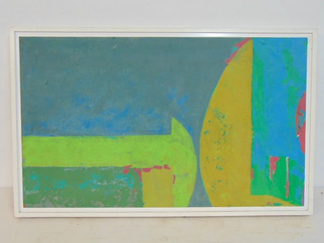 Painting, abstract, by Bob Boernstein, oil on board, 20" by 32" (framed size): Painting, abstract, by Bob Boernstein, oil on board, 20" by 32" (framed size)