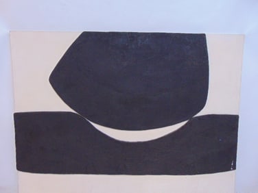 Large Mixed Media on canvas in white & black, by Bob Boernstein, 54" by 69.25"