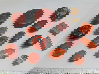 Collection of 15 small Asian lacquered boxes, various shapes & sizes