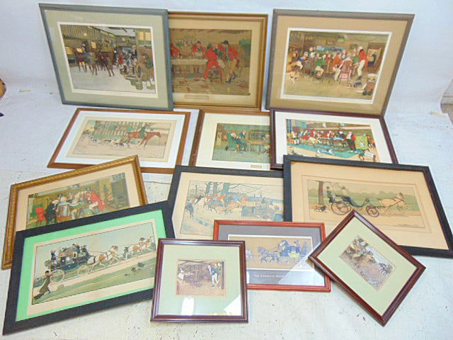 Lot 13 Cecil Aldin prints, coach scenes, horses, hunt scenes & more various sizes, largest print in (1 of 9)