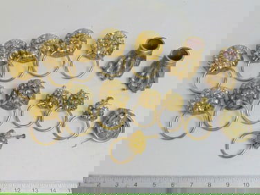 Lot early brass hardware, various lion head pulls, 2 feet