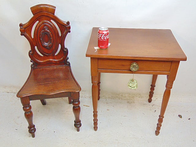 One drawer country stand & Victorian carved chair (1 of 4)
