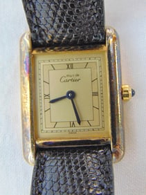 Jewelry. Vintage Cartier Must de wristwatch, Paris, original wristband sgd. Cartier, Swiss, Quartz,