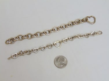 Jewelry. Tiffany & Co. sterling silver heart chain circa 2000 & Tiffany & Co. key chain with heart