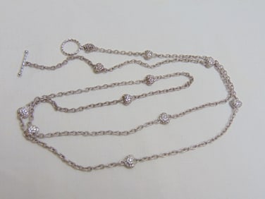 Jewelry. Diamond sterling heart necklace, hallmark 925 on toggle clasp, 23.40 grams, diamonds