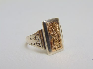 Jewelry. 18kt & 925 ring, 4.45 grams, size 6 3/4