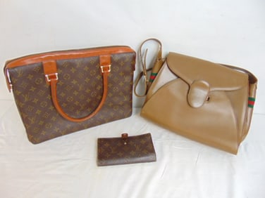 Vintage Couture designer Gucci made in Italy handbag/purse & Vintage Louis Vuitton briefcase bag &