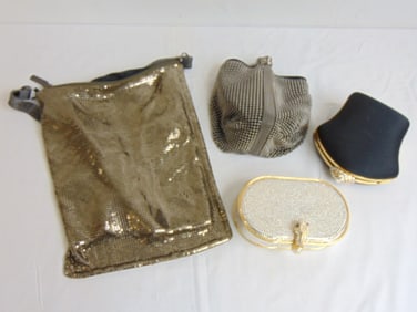 4 Vintage evening purses, Whiting & Davis; Inge Christopher, rhinestone & other