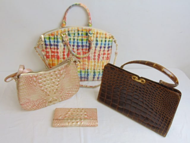 3 purses, handbags, one brown leather vintage 2 Brahmin leather handbags one with matching wallet (1 of 5)