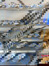 Large collection blue & white Canton china.