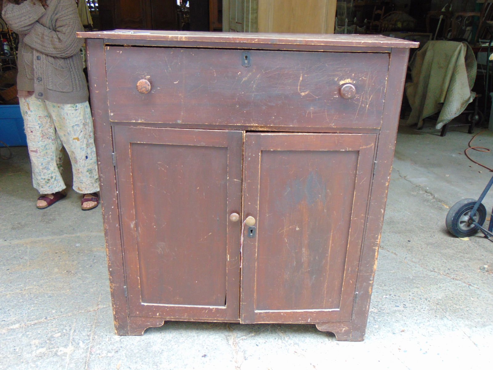 Pine country jelly cupboard, double door, 43.75" wide, 18.5" deep, 48" high (1 of 4)