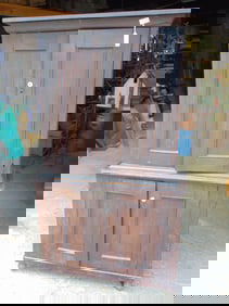 Country cabinet, 2 door top, 2 door base, cabinet is 39" wide, 15" deep, height is 67.25"