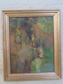 Painting, mother & child, signed Golub (Leon), oil on canvas, 10" by 8", (12.25" by 101/8" framed