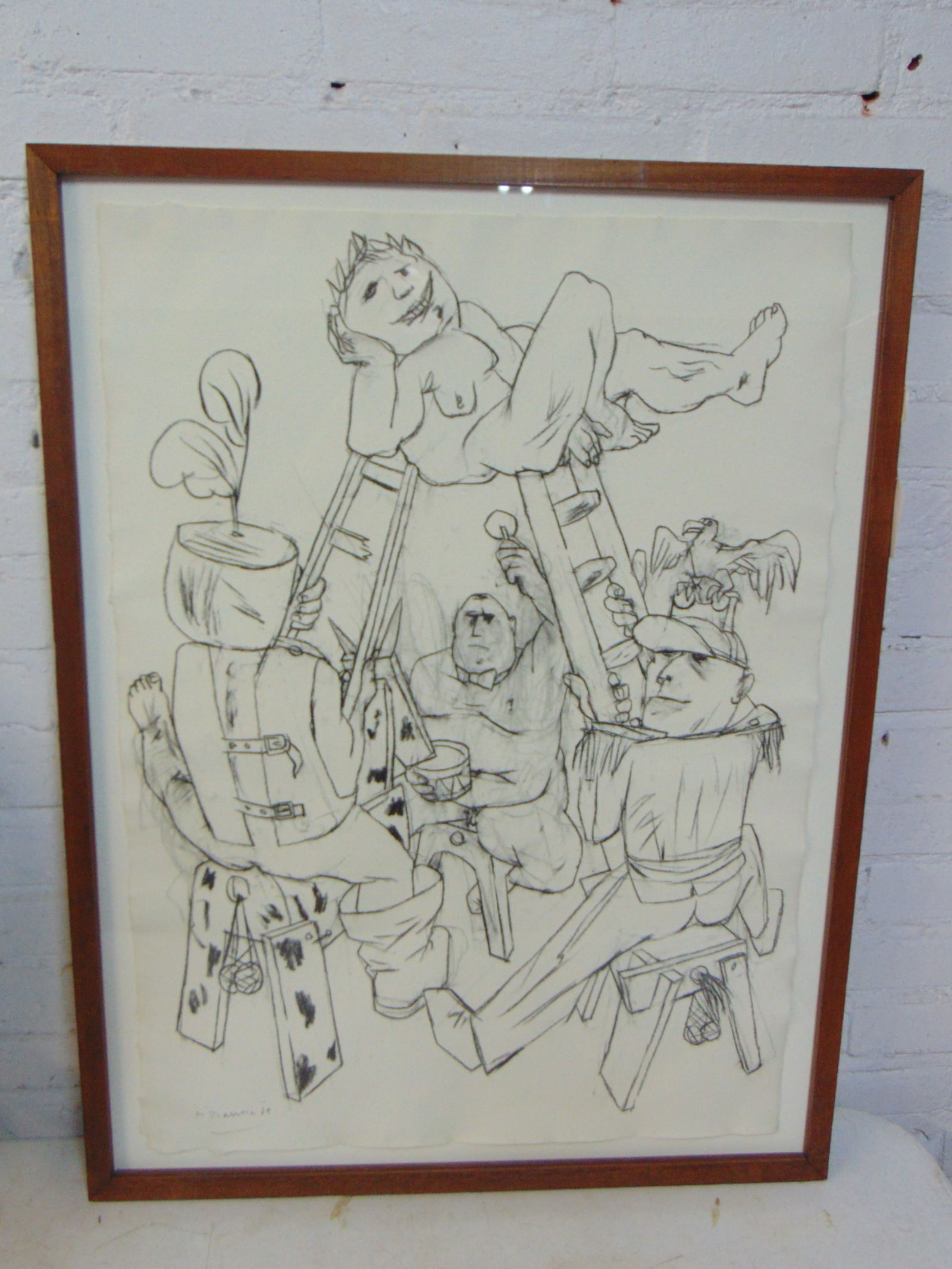 Charcoal, "Disparates: Modern Caesars", Peter De Francia, charcoal on paper, 30" by 22" (34" by 26" (1 of 6)