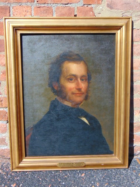 Painting, portrait of Benjamin Field, by J. Redding Kelley, oil on board, Benjamin Field was the: Painting, portrait of Benjamin Field, by J. Redding Kelley, oil on board, Benjamin Field was the father of Cortlandt de Peyster Field, 23.75" by 18", 29.5" by 23.25" framed size