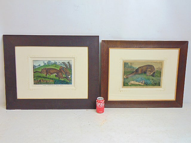 2 Currier & Ives prints, "More Frightened Than Hurt" & "Not Caught Yet", nicely framed, 22 3/8" by: 2 Currier & Ives prints, "More Frightened Than Hurt" & "Not Caught Yet", nicely framed, 22 3/8" by 27.5" & 24" by 30" framed size.
