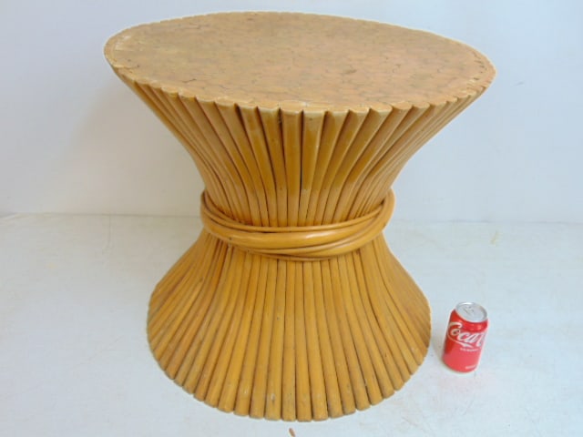 McGuire bamboo hourglass shaped table base, base is 23.25" in diameter, height is 21": Bamboo hourglass shaped stand by McGuire, base is 23.25" in diameter, height is 21"not signed.