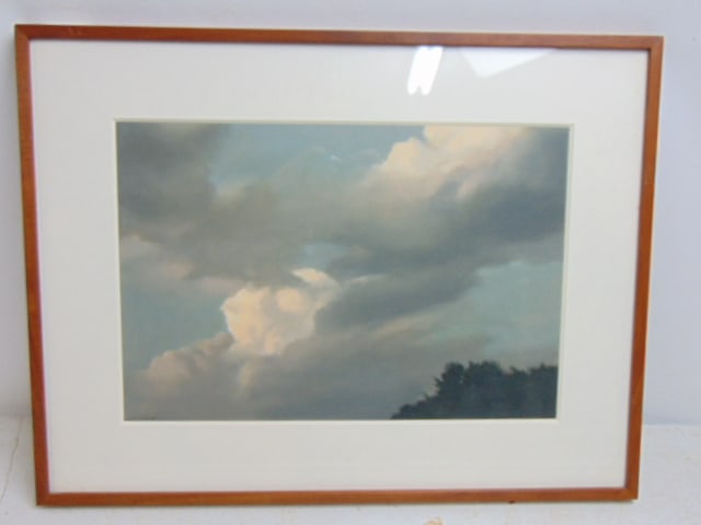 Painting, Clouds South Conway, signed Robert Jordan, oil on panel, 11.75" by 17.25"18.25" by 24": Painting, Clouds South Conway, signed Robert Jordan, oil on panel, 11.75" by 17.25"18.25" by 24" framed