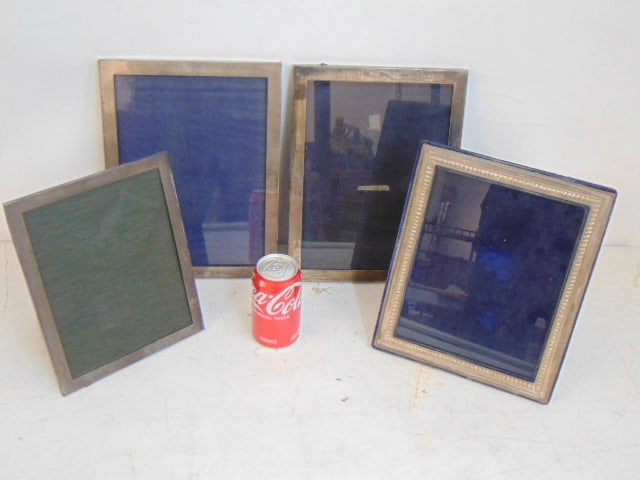 4 sterling silver frames, largest frame is 12.5" by 9.5", smallest frame is 10" by 8", smallest: 4 sterling silver frames, largest frame is 12.5" by 9.5", smallest frame is 10" by 8", smallest frame has glass missing