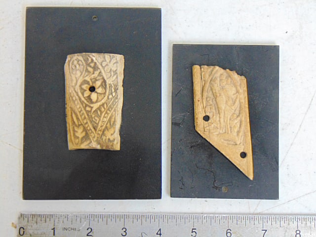 Indian & Greek bone carvings, floral carving & figures,: Indian & Greek bone carvings, floral carving & figures,