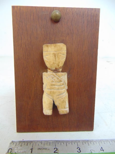 Ancient carved bone figure, Greek, 3.25" tall: Ancient carved bone figure, Greek, 3.25" tall