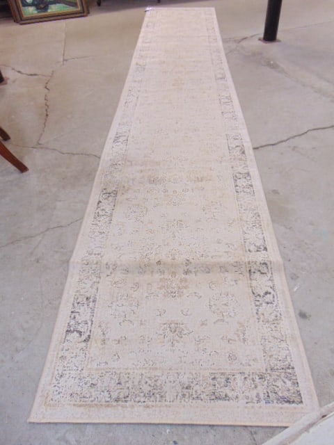 Safavieh runner, "Vintage Collection" light grey colors, good condition, 26" wide, 12 feet long,: Safavieh runner, "Vintage Collection" light grey colors, good condition, 26" wide, 12 feet long, made in Belgium