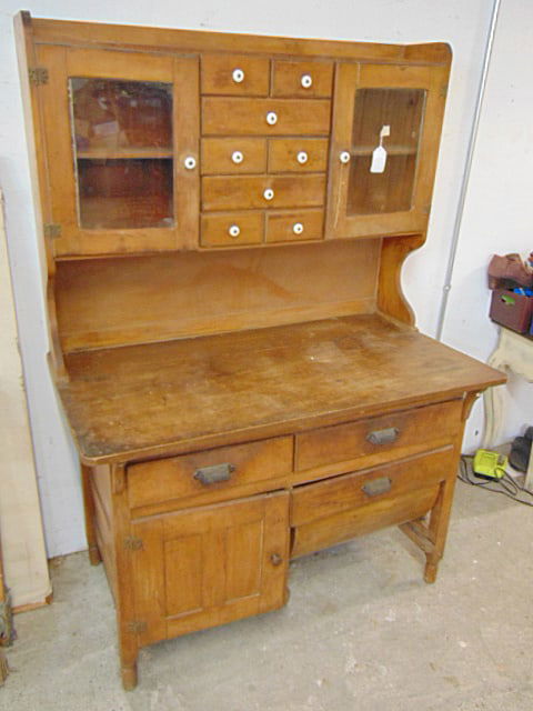 Maple hoosier cabinet, multi drawer top with cabinet sides, hoosier is 46" wide, 26" deep, height is: Maple hoosier cabinet, multi drawer top with cabinet sides, hoosier is 46" wide, 26" deep, height is 63.75"