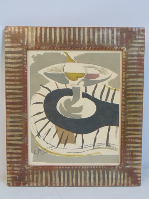 Print, still life with bowl, Georges Braque, 18 3/8" by 15.75": Print, still life with bowl, Georges Braque, 18 3/8" by 15.75"