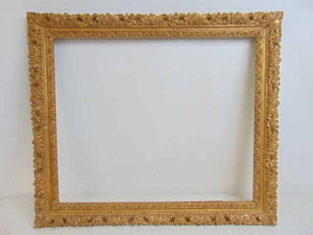 Carved & gilt wood frame, 32" by 37", opening is 26" by 31": Carved & gilt wood frame, 32" by 37", opening is 26" by 31"