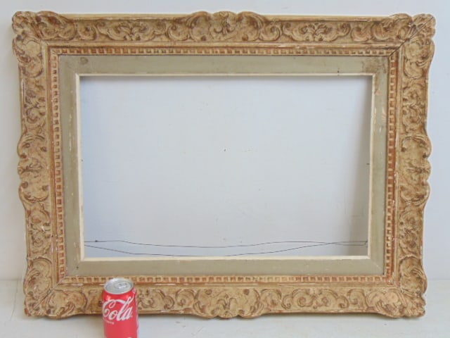 Carved frame with liner, exterior is 23.5" by 32", opening is 15.5" by 24": Carved frame with liner, exterior is 23.5" by 32", opening is 15.5" by 24"