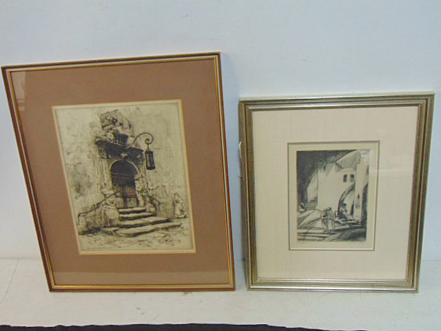 2 prints, Isaac Lichtenstein & Frank Armington, etching by Frank M. Armington "Portal Im Rathaushof: 2 prints, Isaac Lichtenstein & Frank Armington, etching by Frank M. Armington "Portal Im Rathaushof Rothenburg, edition 66/100, 13.75" by 10.75"(matting) 21" by 17.5" framed size & lithograph, "Street