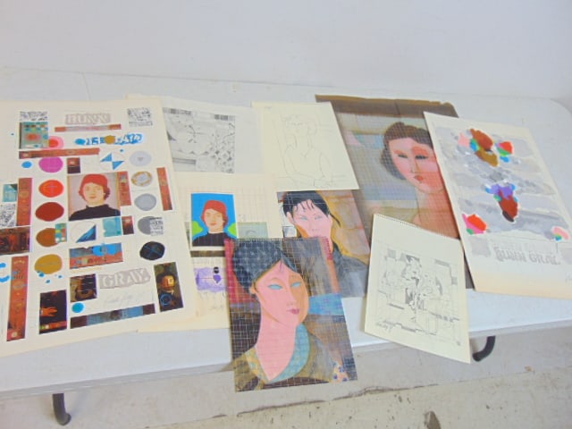 Art lot, various studies, from the estate of William Yeiser, signed Bunn Gray, sizes vary, all are: Art lot, various studies, from the estate of William Yeiser, signed Bunn Gray, sizes vary, all are unframed, largest one is 24" by 18"
