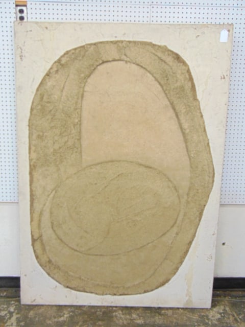 Painting, mixed media, abstract in beige on white background, by Bob Boernstein, mixed media on: Painting, mixed media, abstract in beige on white background, by Bob Boernstein, mixed media on canvas 70' by 49.75"