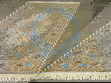 Persian style carpet with center medallion, rug is 92" by 64.5", machine made