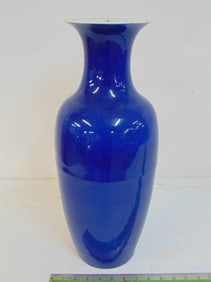 Large Chinese porcelain vase in blue, white interior, good condition, no cracks, chips, old paper