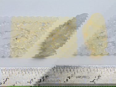 2 carved Jade pieces, floral carved piece & small carved figure, floral piece is 2.5" by 1.5", small