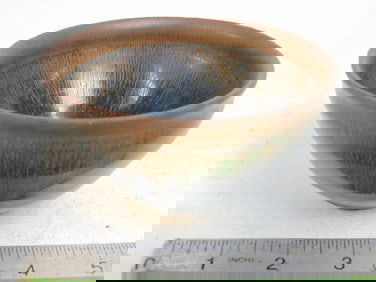 Small Chinese (Japanese ?) ceramic bowl, brown / black drip glaze, 4 5/8" in diameter, height is