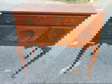 Queen Anne style cherry lowboy, replaced top, cabinet is 39.5" by 19.25", height is 36"