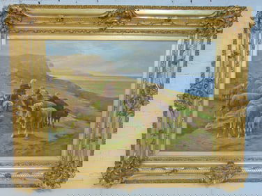 Painting, On the Coast of Brittany", signed Jathieu (?) illegibly lower left, oil on canvas, showing