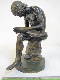 19th Century bronze, "Boy with the Thorn", after the antique "Lo Spinario", bronze is 13.25" tall.